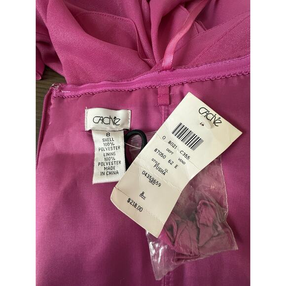 Vintage Y2K Cache Strapless Chiffon Long Formal Gown Dress Flowy Pink Sz 8 NWT - Picture 7 of 9